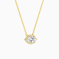 Marquise Halo Lab Grown Diamond Necklace In 18K Yellow Gold - Front Angle View