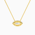 Marquise Halo Lab Grown Diamond Necklace In 18K Yellow Gold - Back View