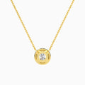 Round Halo Lab Grown Diamond Necklace In 18K Yellow Gold - Back View