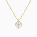 Asscher Halo Lab Grown Diamond Pendant Necklace In 14K Rose Gold - Lucenjuri