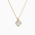 Asscher Halo Lab Grown Diamond Pendant Necklace In 14K Rose Gold - Front Angle View