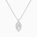 Marquise Halo Lab Grown Diamond Pendant Necklace In 18K White Gold - Lucenjuri