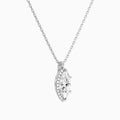 Marquise Halo Lab Grown Diamond Pendant Necklace In 18K White Gold - Front Angle View