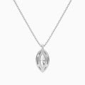 Marquise Halo Lab Grown Diamond Pendant Necklace In 18K White Gold - Back View