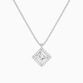 Princess Halo Lab Grown Diamond Pendant Necklace In 18K White Gold - Lucenjuri