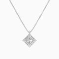 Princess Halo Lab Grown Diamond Pendant Necklace In 18K White Gold - Back View