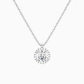 Round Halo Lab Grown Diamond Pendant Necklace In 18K White Gold - Lucenjuri