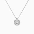 Round Halo Lab Grown Diamond Pendant Necklace In 18K White Gold - Back View