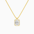 Emerald Halo Lab Grown Diamond Pendant Necklace In 14K Yellow Gold - Lucenjuri