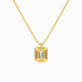 Emerald Halo Lab Grown Diamond Pendant Necklace In 14K Yellow Gold - Back View