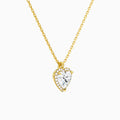 Heart Halo Lab Grown Diamond Pendant Necklace In 18K Yellow Gold - Front Angle View