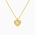 Heart Halo Lab Grown Diamond Pendant Necklace In 18K Yellow Gold - Back View