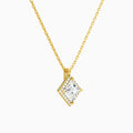 Princess Halo Lab Grown Diamond Pendant Necklace In 14K Yellow Gold - Front Angle View