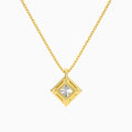 Princess Halo Lab Grown Diamond Pendant Necklace In 14K Yellow Gold - Back View