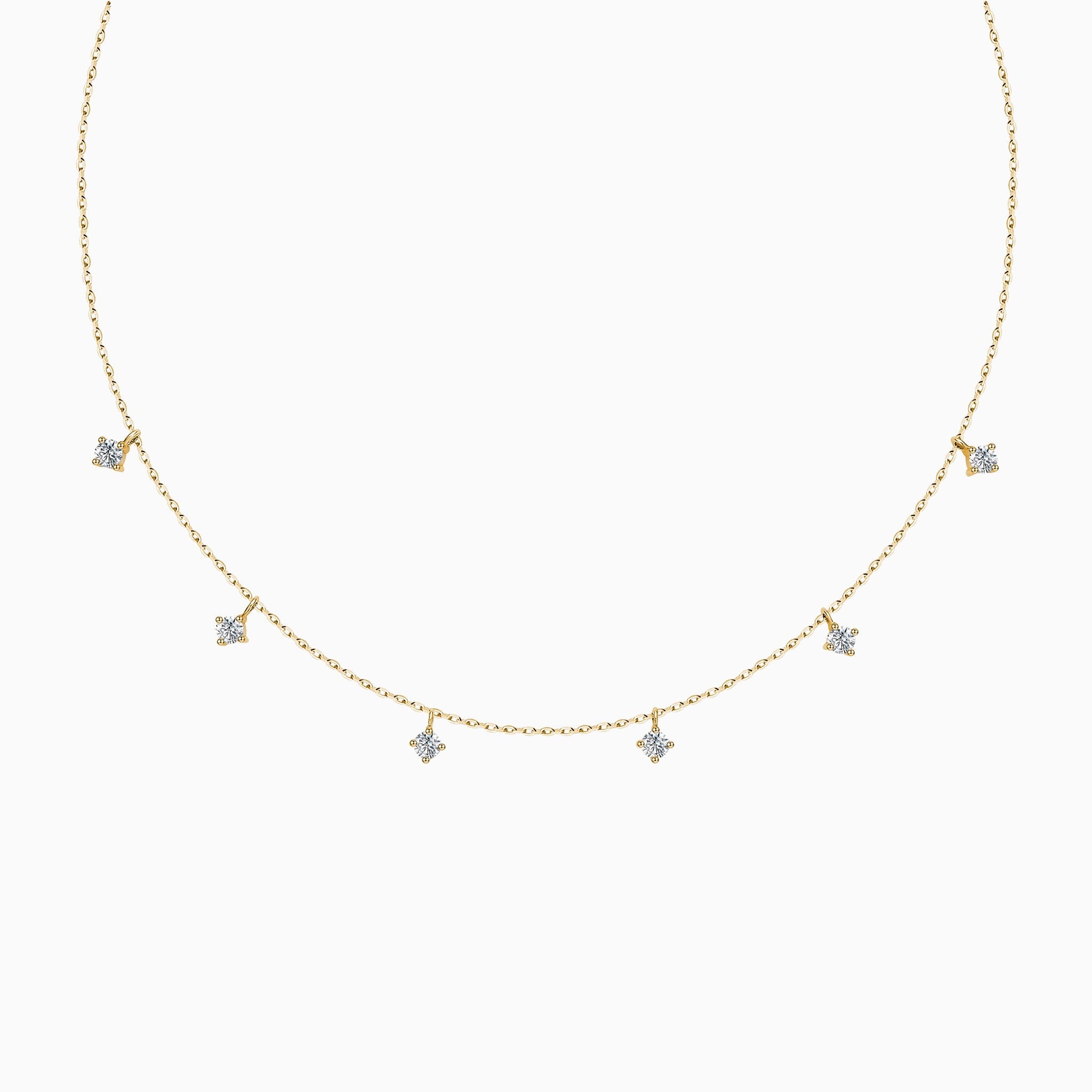Starry Charm Lab Grown Diamond Dainty Necklace In 14K Yellow Gold - Lucenjuri