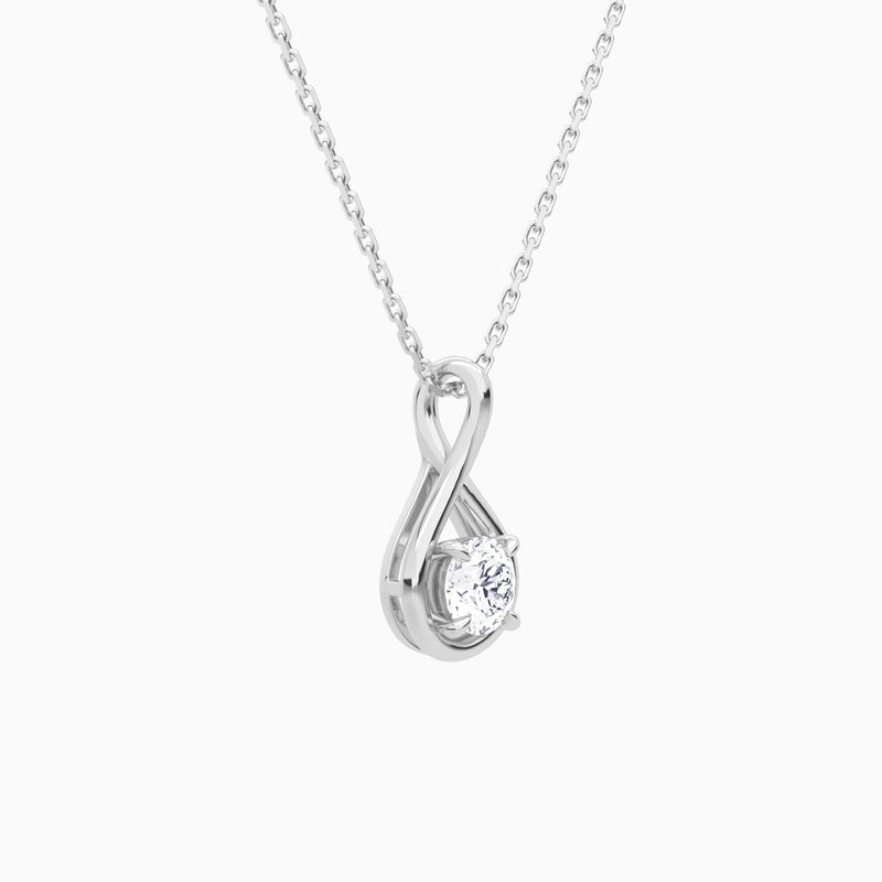 Lab Grown Diamond Round Solitaire Twist Pendant Necklace In Platinum - Front Angle View
