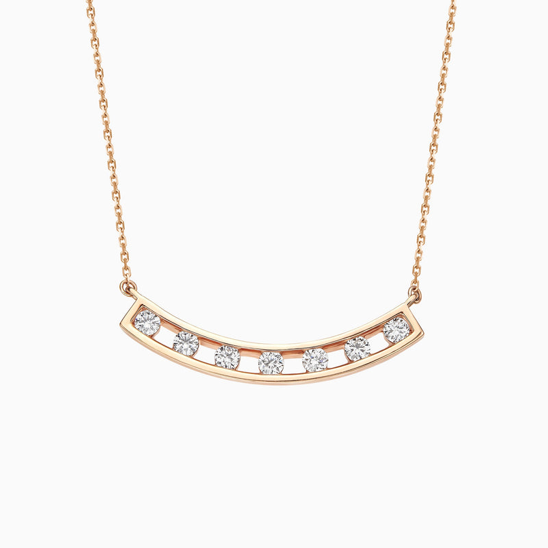 Spaced Curved Bar Lab Grown Diamond Necklace In 14K Rose Gold - Lucenjuri