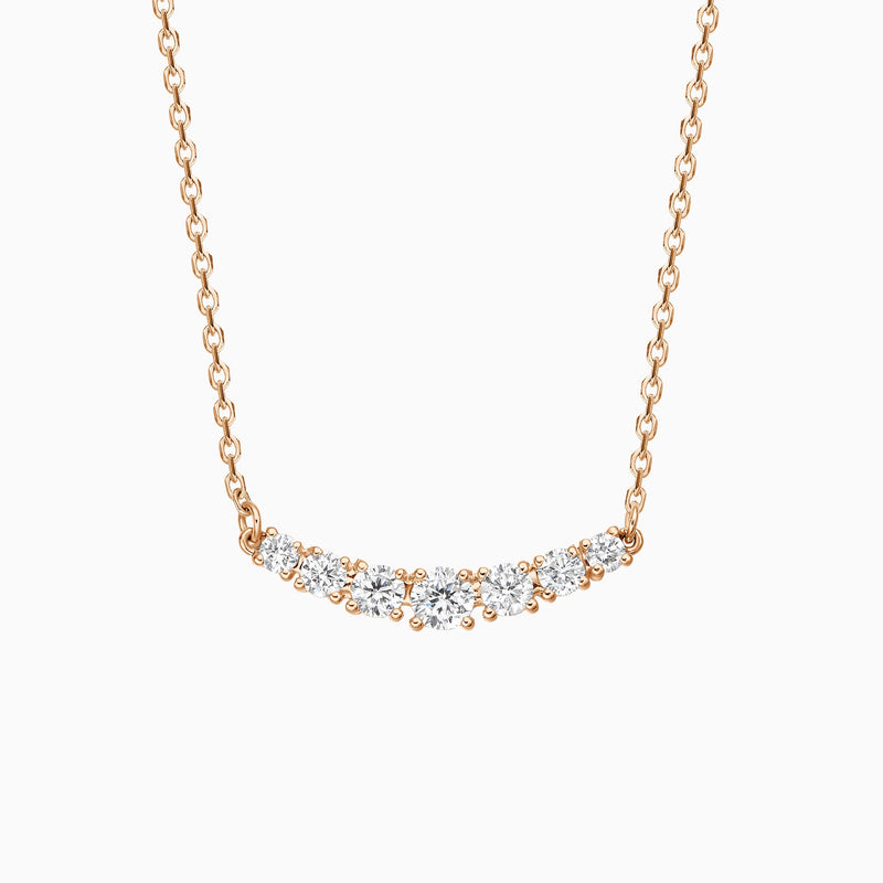 Graduated Curved Bar Lab Grown Diamond Necklace In 14K Rose Gold - Lucenjuri