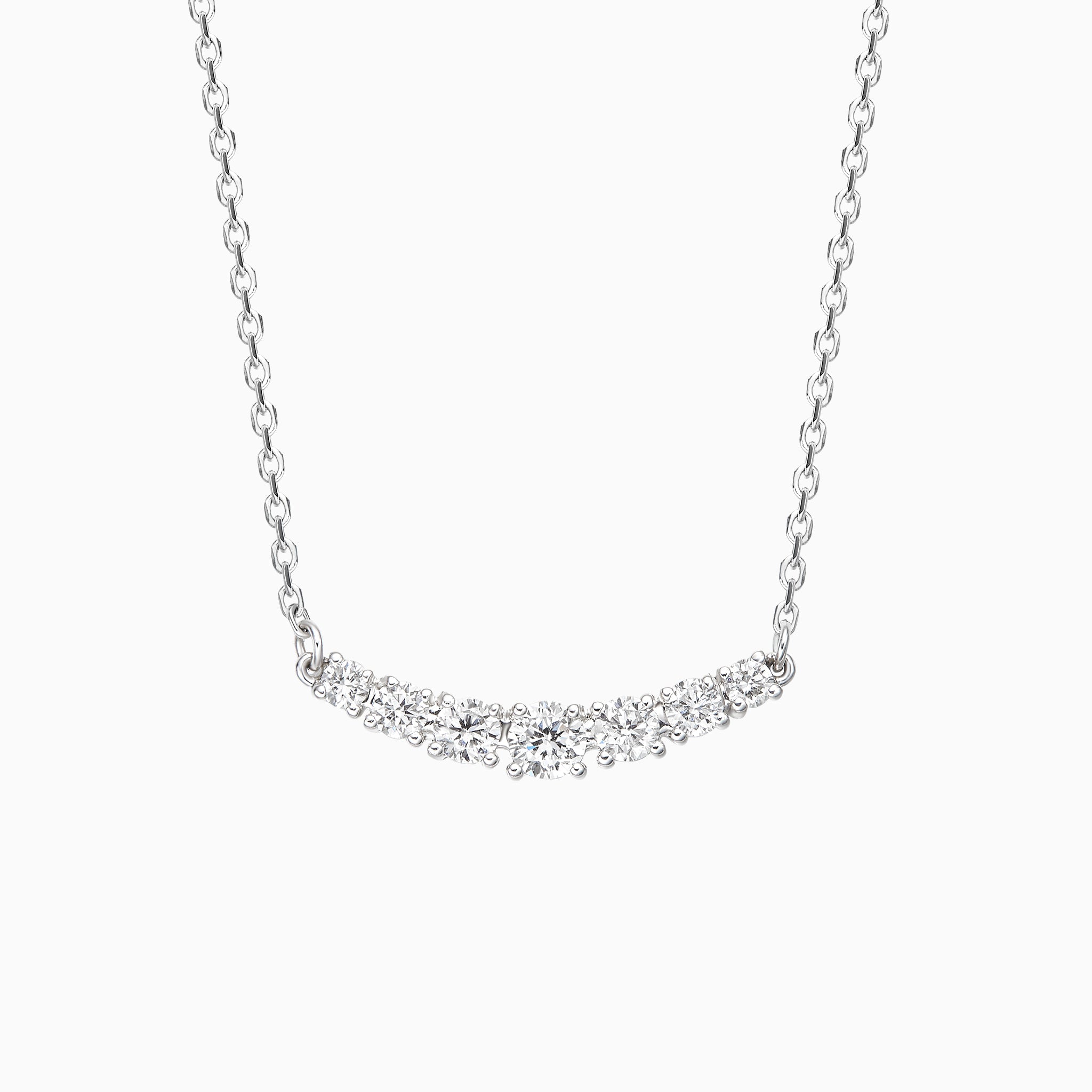 Graduated Curved Bar Lab Grown Diamond Necklace In 14K White Gold - Lucenjuri