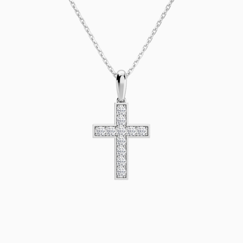 Bead Bright Set Lab Grown Diamond Cross Pendant Necklace In Platinum - Lucenjuri
