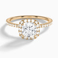 Cushion Luxe Calantha Halo Lab Diamond Engagement Ring In 14K Rose Gold - Lucenjuri - Lucenjuri