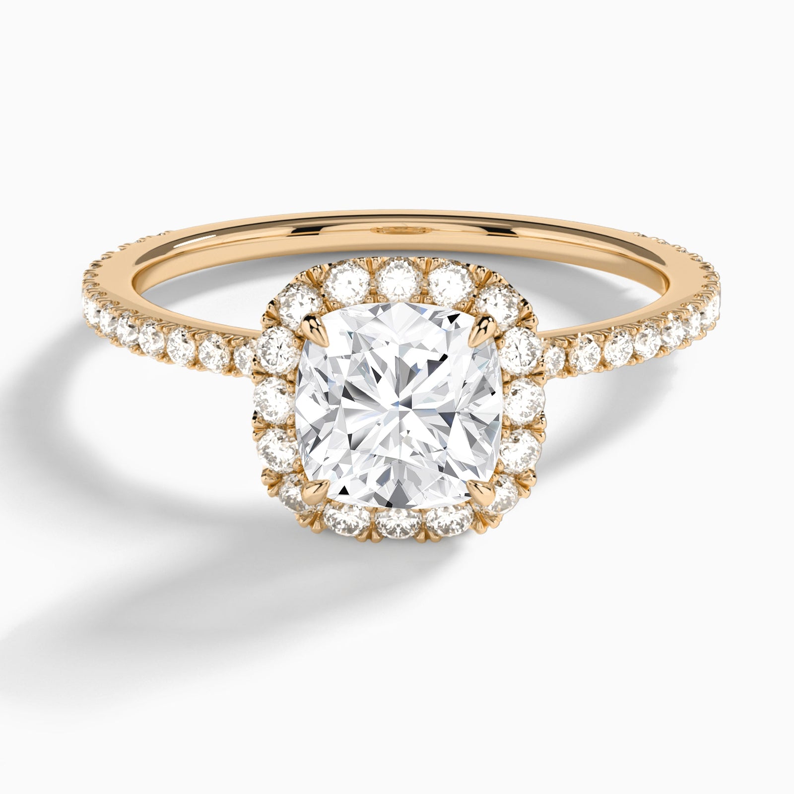 Cushion Luxe Calantha Halo Lab Diamond Engagement Ring In 14K Rose Gold - Lucenjuri - Lucenjuri