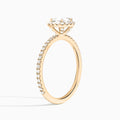 Cushion Luxe Calantha Halo Lab Diamond Engagement Ring In 14K Rose Gold, Angle View