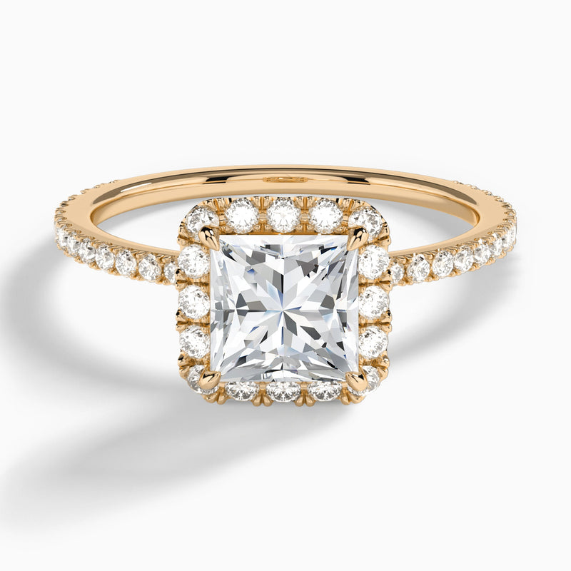 Princess Luxe Calantha Halo Lab Diamond Engagement Ring In 14K Rose Gold - Lucenjuri - Lucenjuri