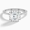 Asscher Luxe Calantha Halo Lab Diamond Engagement Ring In 18K White Gold - Lucenjuri - Lucenjuri