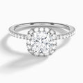 Cushion Luxe Calantha Halo Lab Diamond Engagement Ring In 14K White Gold - Lucenjuri - Lucenjuri