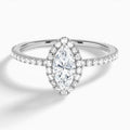 Marquise Luxe Calantha Halo Lab Diamond Engagement Ring In 14K White Gold - Lucenjuri - Lucenjuri
