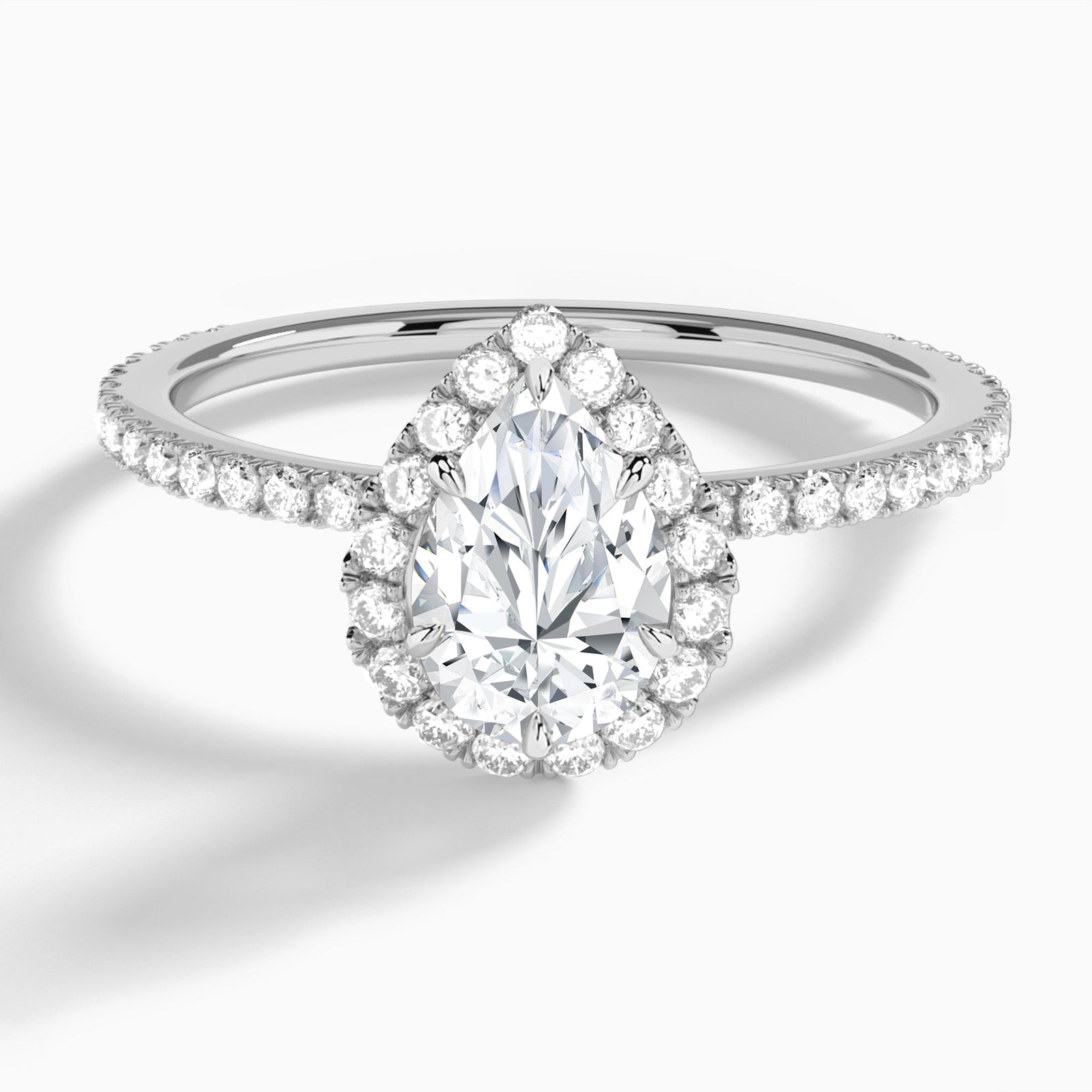 Pear Luxe Calantha Halo Lab Diamond Engagement Ring In 14K White Gold - Lucenjuri - Lucenjuri