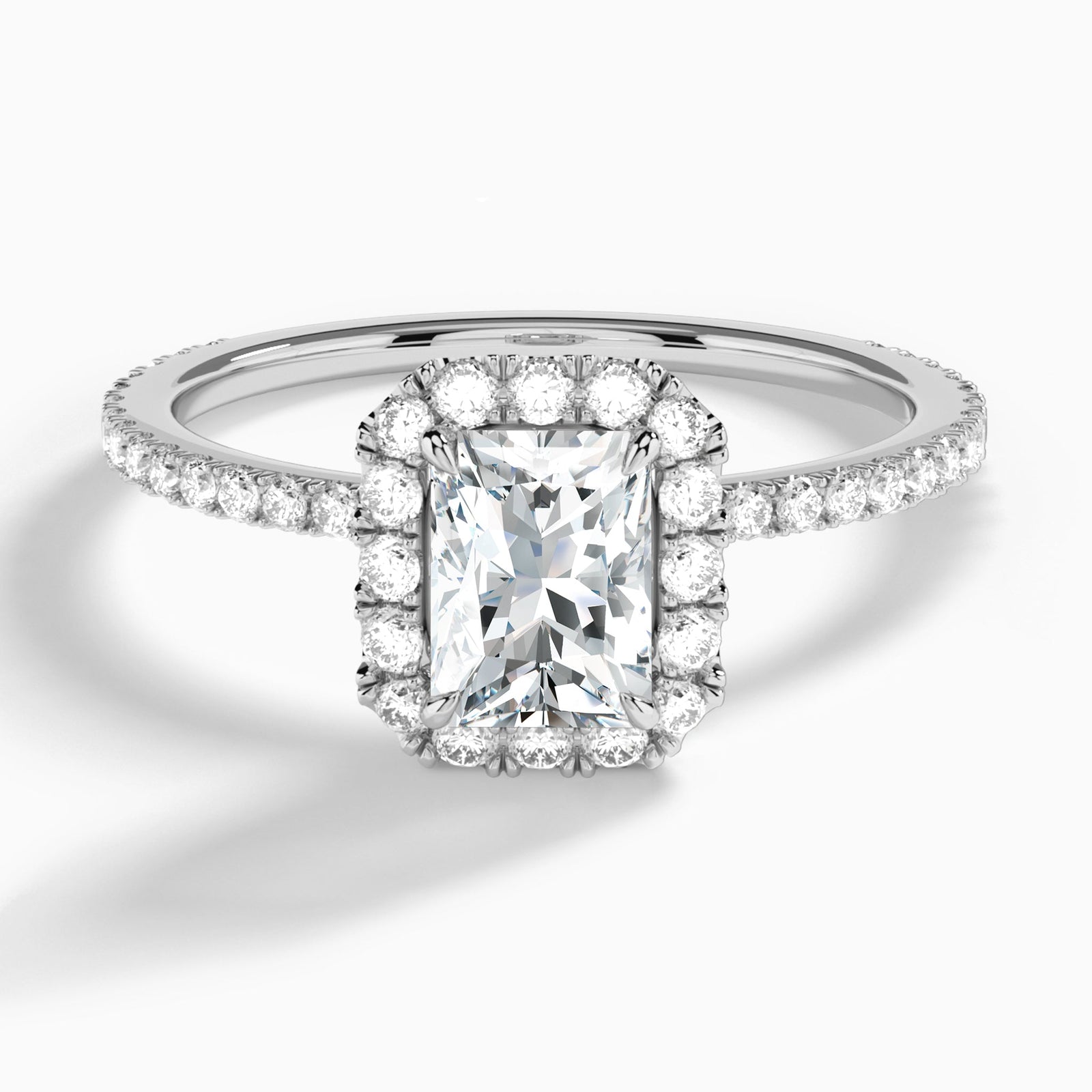 Radiant Luxe Calantha Halo Lab Diamond Engagement Ring In 14K White Gold - Lucenjuri - Lucenjuri