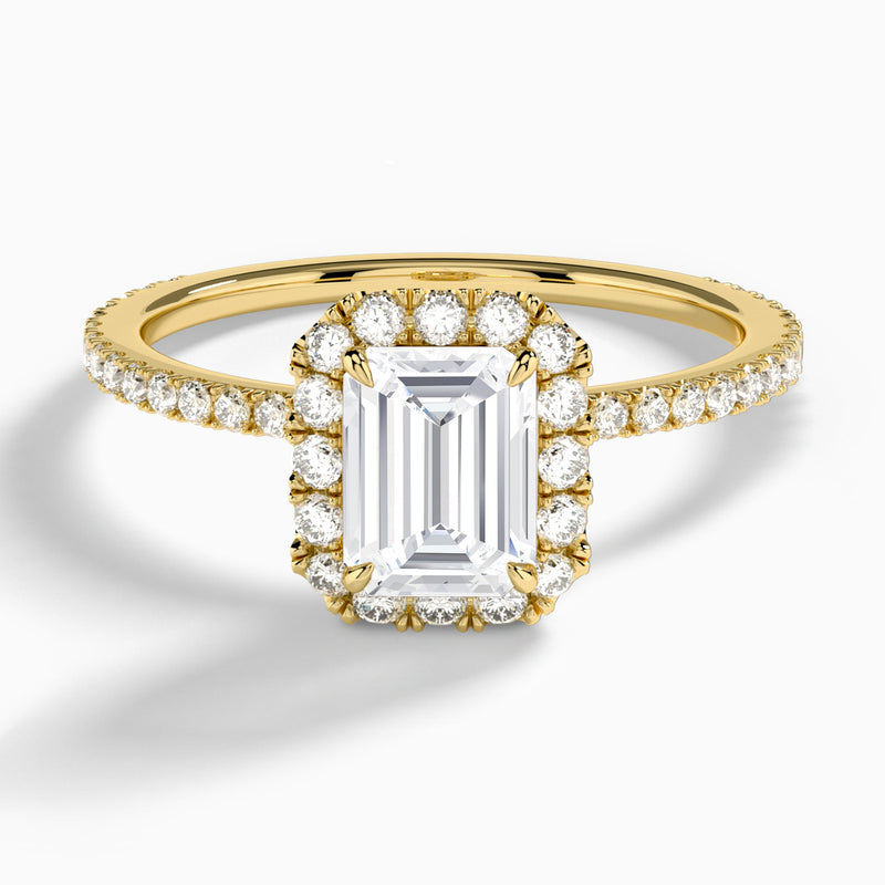 Emerald Luxe Calantha Halo Lab Diamond Engagement Ring In 18K Yellow Gold - Lucenjuri - Lucenjuri