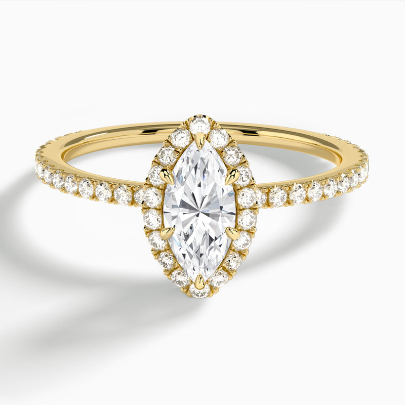 Marquise Luxe Calantha Halo Lab Diamond Engagement Ring In 14K Yellow Gold - Lucenjuri - Lucenjuri