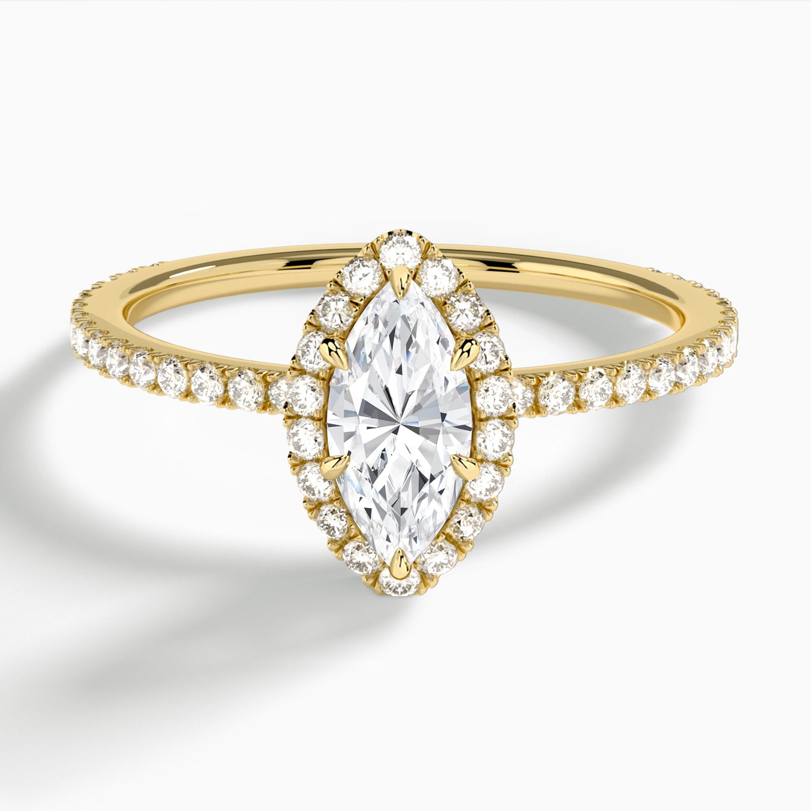 Marquise Luxe Calantha Halo Lab Diamond Engagement Ring In 14K Yellow Gold - Lucenjuri - Lucenjuri