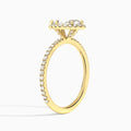 Marquise Luxe Calantha Halo Lab Diamond Engagement Ring In 14K Yellow Gold, Angle View