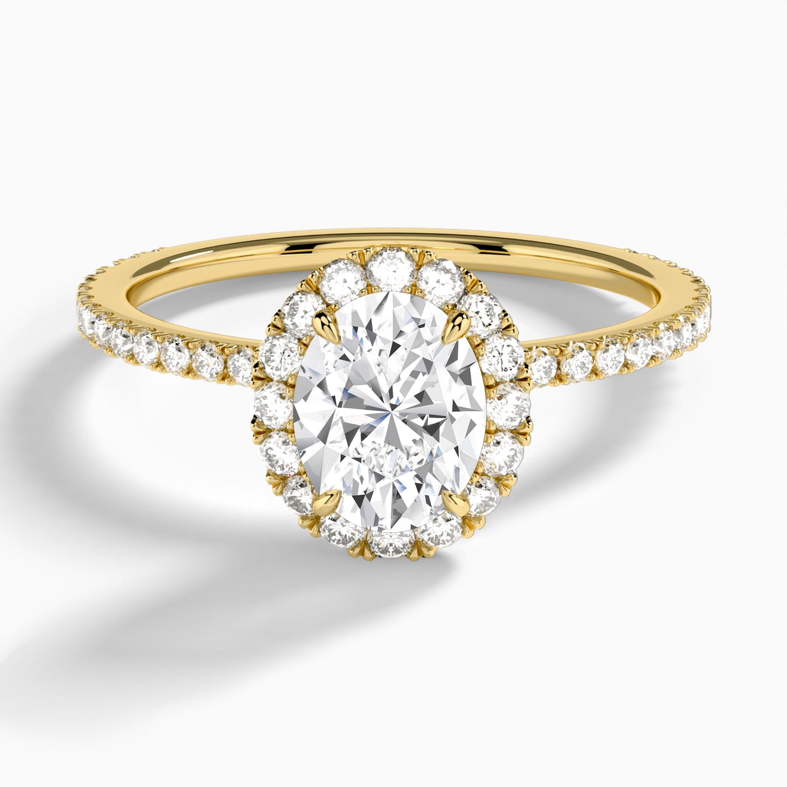 Oval Luxe Calantha Halo Lab Diamond Engagement Ring In 18K Yellow Gold - Lucenjuri - Lucenjuri