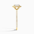 Oval Luxe Calantha Halo Lab Diamond Engagement Ring In 18K Yellow Gold, Side View