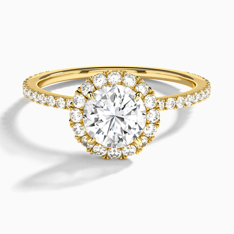Round Luxe Calantha Halo Lab Diamond Engagement Ring In 14K Yellow Gold - Lucenjuri - Lucenjuri