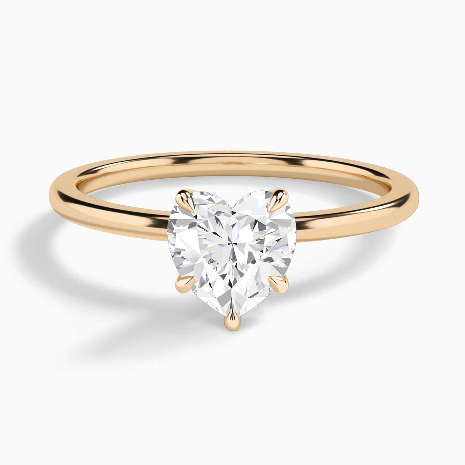 Heart Petite Adora Solitaire Lab Diamond Engagement Ring In 14K Rose Gold - Lucenjuri