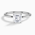 Asscher Petite Adora Solitaire Lab Diamond Engagement Ring In 18K White Gold - Lucenjuri