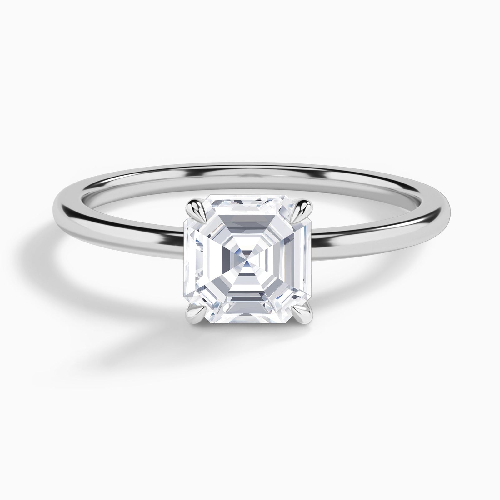 Asscher Petite Adora Solitaire Lab Diamond Engagement Ring In 18K White Gold - Lucenjuri