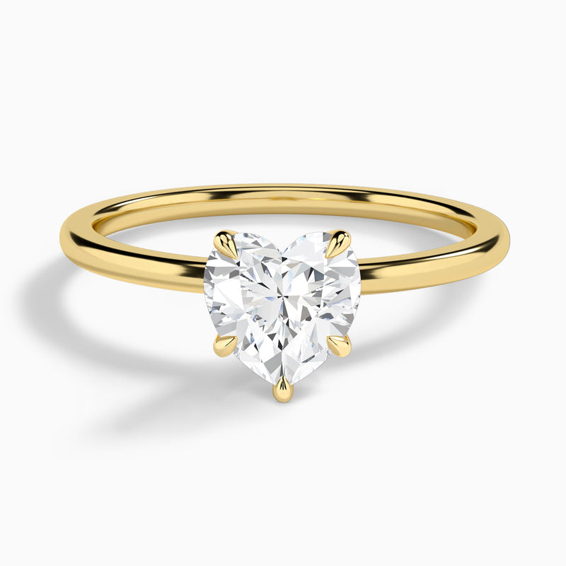 Heart Petite Adora Solitaire Lab Diamond Engagement Ring In 14K Yellow Gold - Lucenjuri