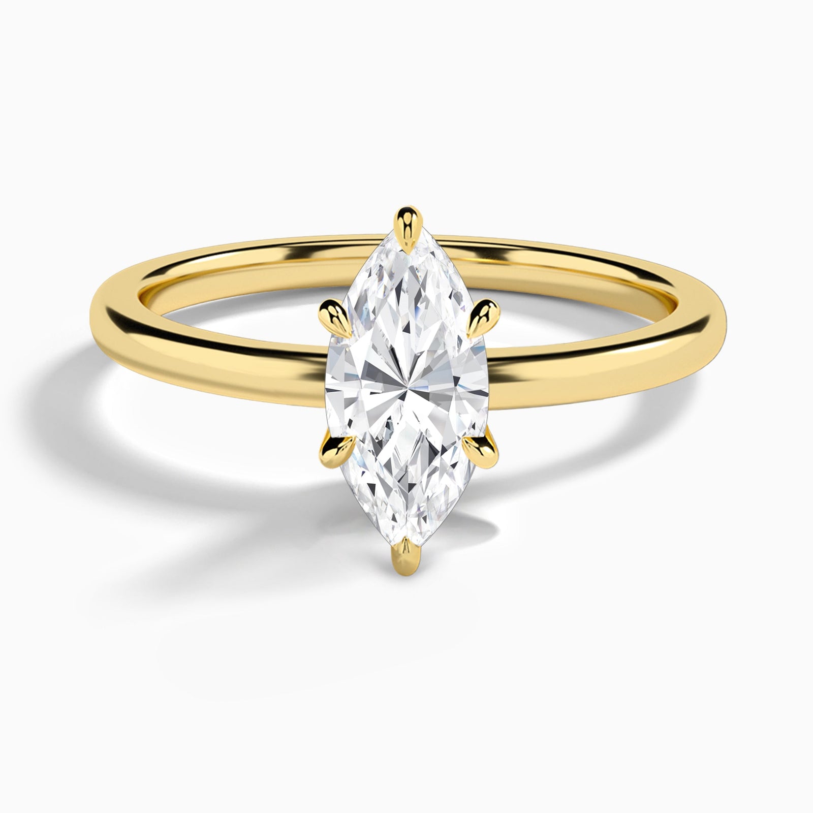 Marquise Myra Solitaire Lab Diamond Engagement Ring In 14K Yellow Gold - Lucenjuri