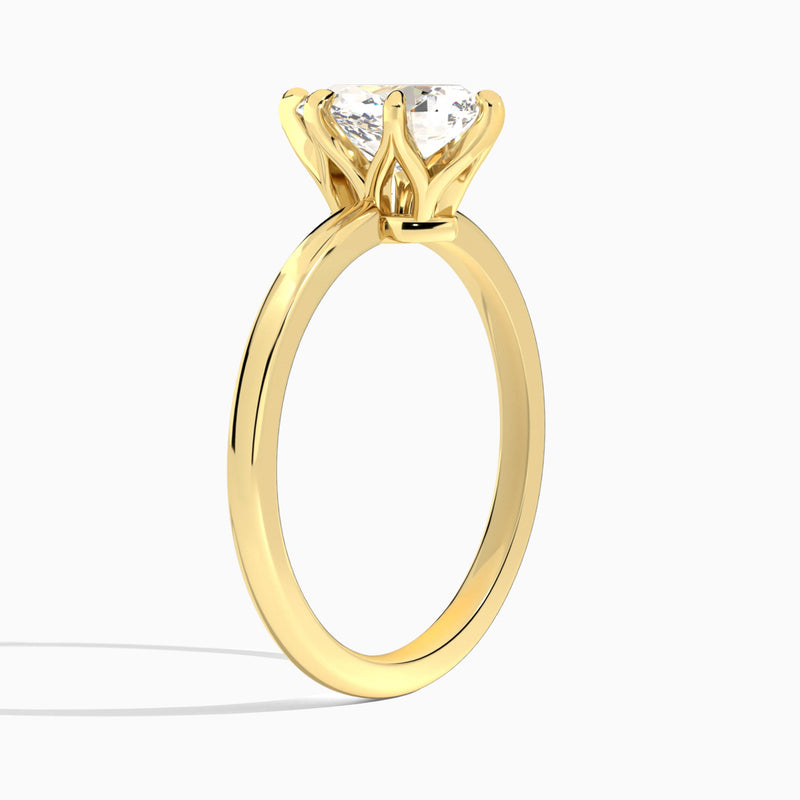 Pear Myra Solitaire Lab Diamond Engagement Ring In 14K Yellow Gold, Angle View