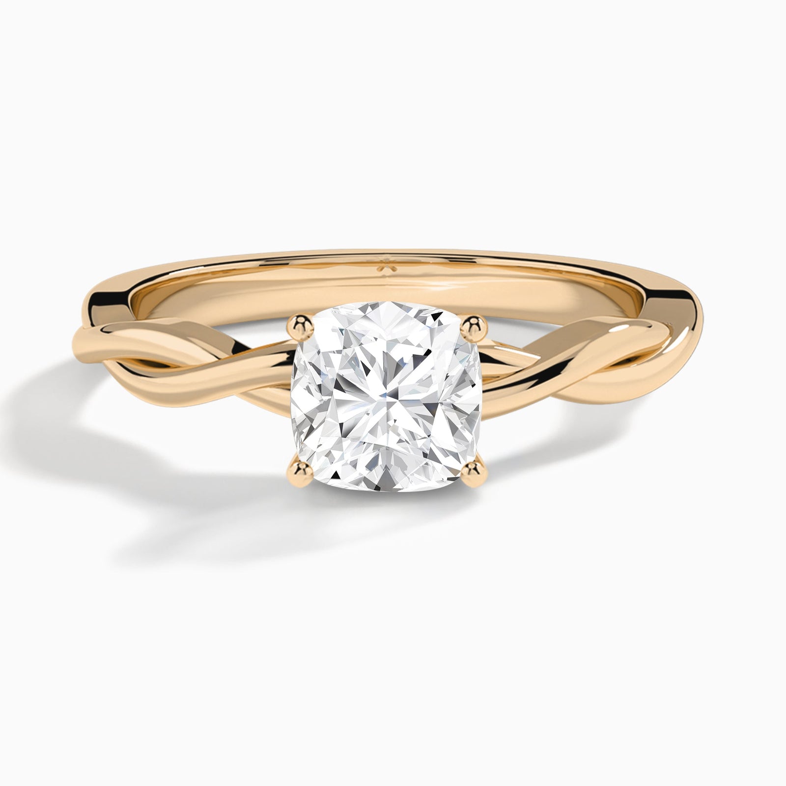 Cushion Twisted Vine Lab Grown Diamond Engagement Ring In 14K Rose Gold - Lucenjuri