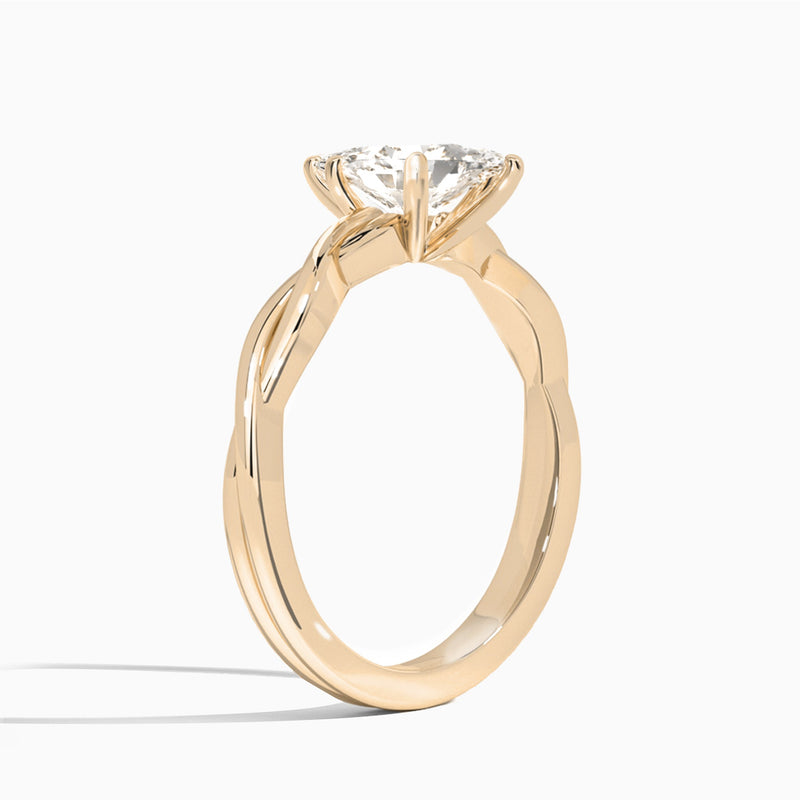 Marquise Twisted Vine Lab Grown Diamond Engagement Ring In 14K Rose Gold, Angle View