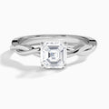 Asscher Twisted Vine Lab Grown Diamond Engagement Ring In 18K White Gold - Lucenjuri