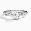 Cushion Twisted Vine Lab Grown Diamond Engagement Ring In 14K White Gold - Lucenjuri